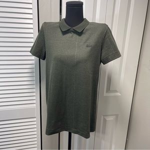 $125+NEW Lacoste Dark Olive Green Check Short Sleeve Polo Shirt SZ40/US10